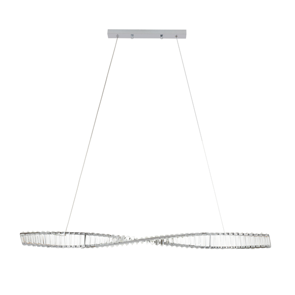 Lampa wisząca TWIST LONG LED podłużna kryształowa chrome luksusowa 120 cm