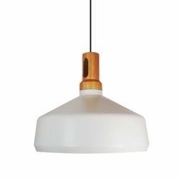 Lampa wisząca biało-drewniana skandynawska NORDIC WOODY 35*32 cm