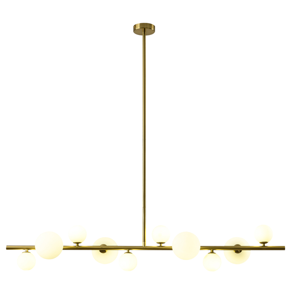 Lampa wisząca Milky Drop - złota listwa z białymi szklanymi kloszami 120 cm