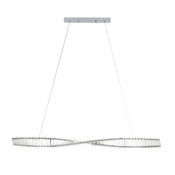 Lampa wisząca TWIST LONG LED podłużna kryształowa chrome luksusowa 120 cm