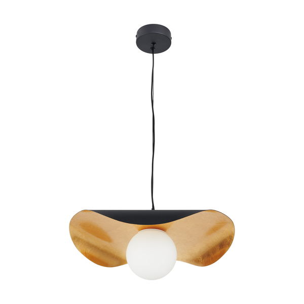 Lampa wisząca ENZO czarna metalowa z białą kulą 40 cm 