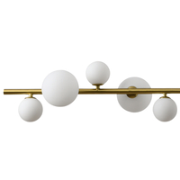 Lampa wisząca Milky Drop - złota listwa z białymi szklanymi kloszami 120 cm