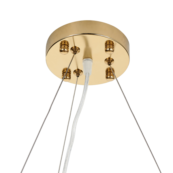 Lampa wisząca BOTANIKA złoto biała z ceramicznymi listkami 80 cm 