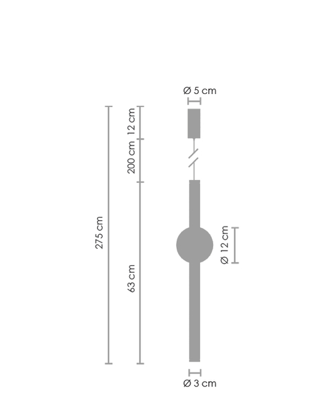 Lampa wisząca biała kula czarna listwa 63 cm 