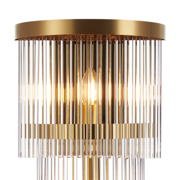 Kinkiet WATERFALL S - złoty kryształowy, lampa ścienna glamour