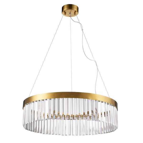 Lampa wisząca LED FORTUNA 60 cm - złota kryształowa okrągła, styl glamour