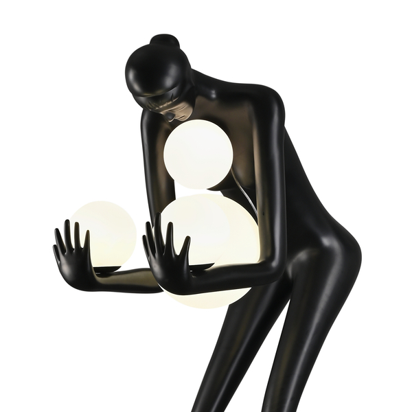 Lampa podłogowa WOMAN-2 BLACK czarna figura kobiety z białymi kloszami  190 cm
