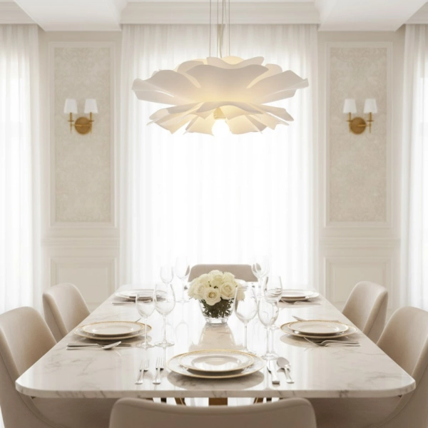 Lampa wisząca PEONY biała 50 cm - sufitowa lampa w kształcie kwiatu