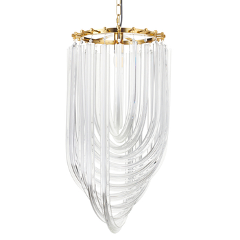 Lampa wisząca WAVE - złota z kryształowym kloszem 60 cm