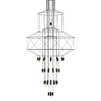 Lampa wisząca LINEA-43 czarna-żyrandol Ażurowy z Wieloma Punktami Świetlnymi 90 cm