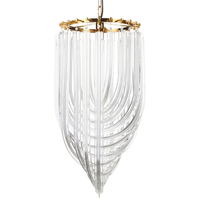 Lampa wisząca WAVE - złota z kryształowym kloszem 40 cm