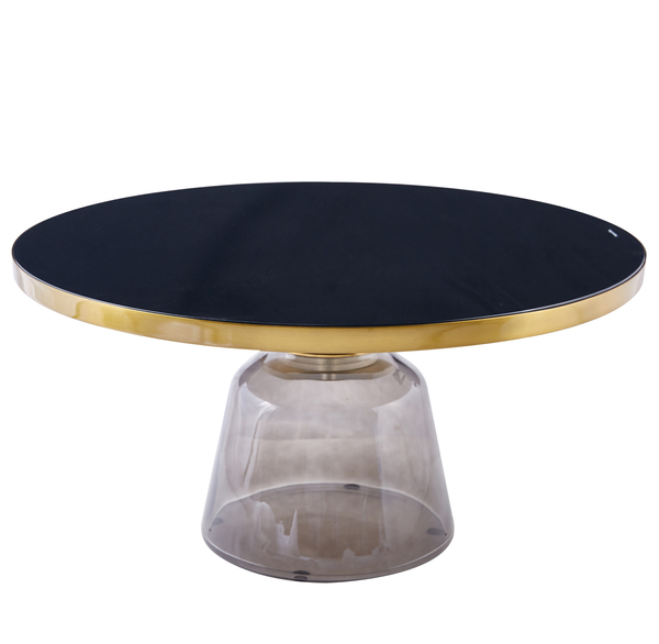 Stolik kawowy DOLCE FLAT klasyczny,szklany, szary 75 cm
