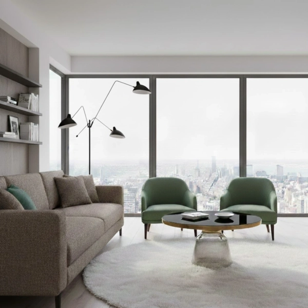 Stylowa lampa podłogowa CRANE-3F - elegancka, minimalistyczna, czarna, 210 cm