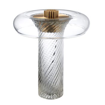 Lampa biurkowa CLARO ledowa szkło przeźroczyste mosiądz 35*42 cm Step into Design