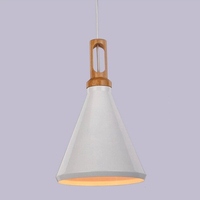 Lampa wisząca biało-drewniana skandynawska NORDIC WOODY 25*42 cm