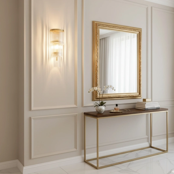 Kinkiet WATERFALL L - złoty kryształowy kinkiet ścienny glamour