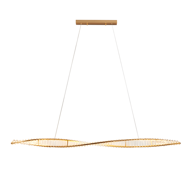 Lampa wisząca TWIST LONG LED podłużna kryształowa złota luksusowa 150 cm