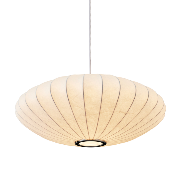 Lampa wisząca SILK FLAT 50cm - nowoczesna biała jedwab do salonuna