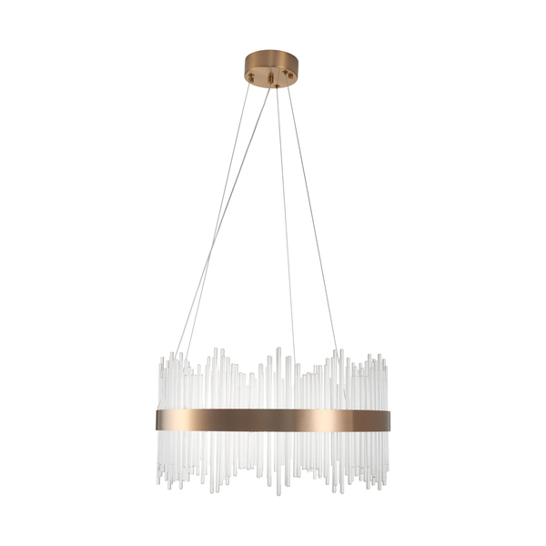 Lampa wisząca LED BRILANTE 50 cm - kryształowa, złota obręcz, elegancki glamour