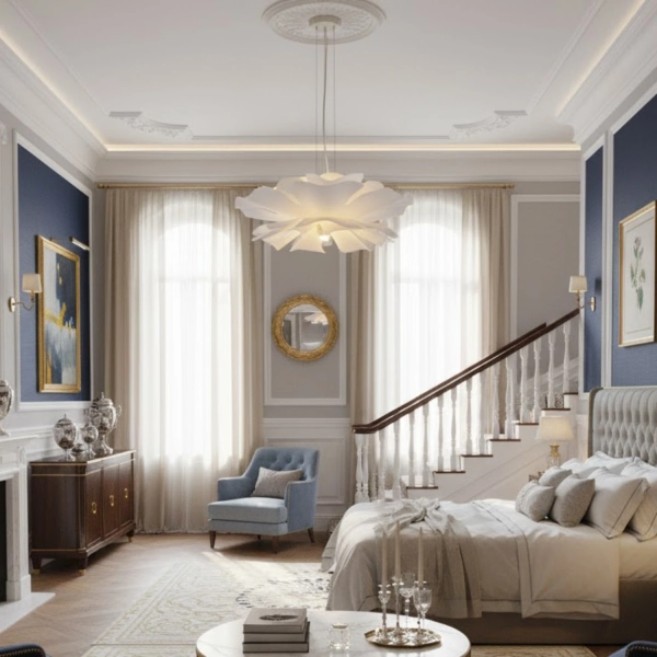 Lampa wisząca PEONY biała 50 cm - sufitowa lampa w kształcie kwiatu