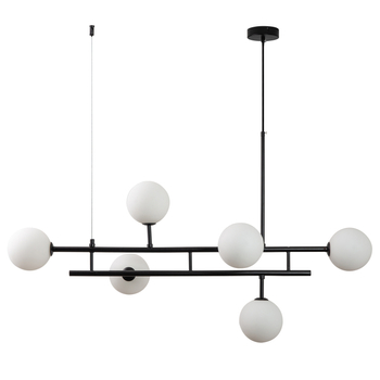 Lampa wisząca MODERNO DUO czarna listwa z białymi kloszami 100 cm Step into Design