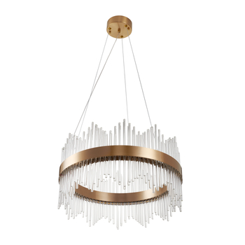 Lampa wisząca LED BRILANTE 50 cm - kryształowa, złota obręcz, elegancki glamour