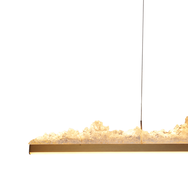 Lampa wisząca LED MONTANA LONG 125 cm - złota listwa z kryształowym efektem