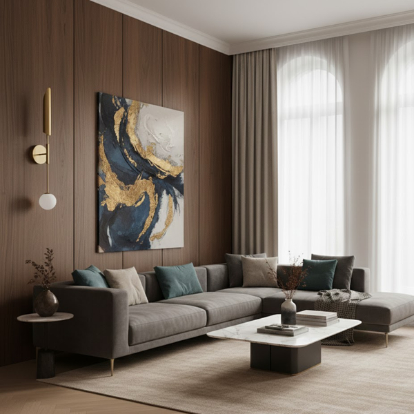 Lampa ścienna MIKA-1 złota z białym akcentem - elegancki kinkiet do salonu