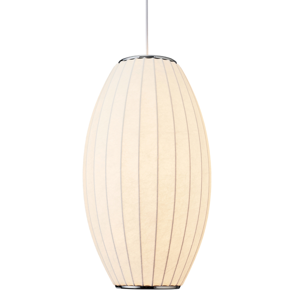 Lampa wisząca biała owalna 60 cm SILK BARREL 