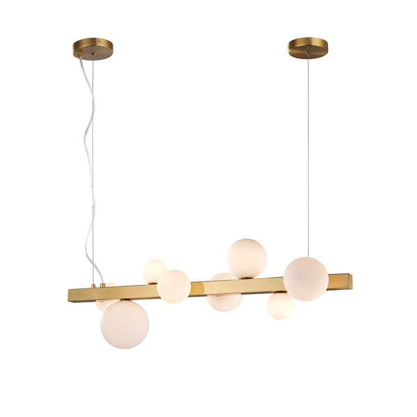 Lampa wisząca GALA 90 cm - złota z białymi szklanymi kloszami, nowoczesna do salonu