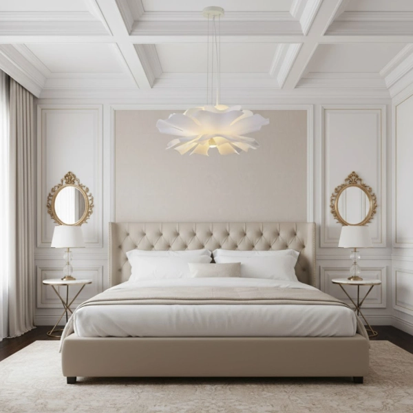 Lampa wisząca PEONY biała 50 cm - sufitowa lampa w kształcie kwiatu