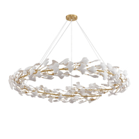 Lampa wisząca BOTANIKA złoto biała z ceramicznymi listkami 150 cm Step into Design