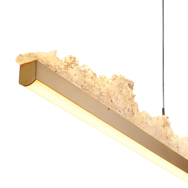 Lampa wisząca LED MONTANA LONG 125 cm - złota listwa z kryształowym efektem