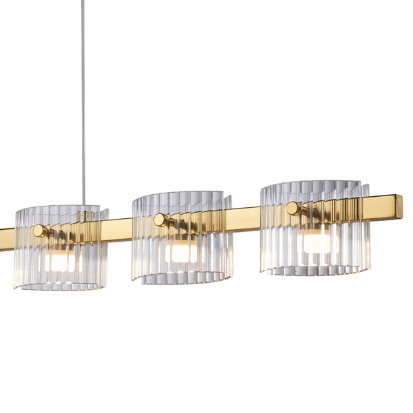 Lampa wisząca BACCIO złota LED 120 cm - listwa ze szklanymi kloszami