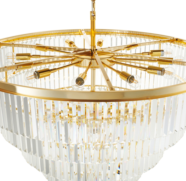 Lampa wisząca kryształowa złota okrągła duża luksusowa SPLENDORE złota 100 cm