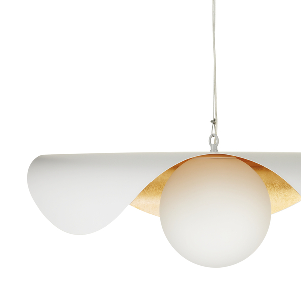 Nowoczesna lampa wisząca ENZO biało-złota 40 cm - elegancki design do salonu, sypialni i jadalni