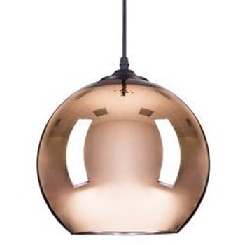 Lampa wisząca miedziana szklana kula lustrzana różowe złoto MIRROR GLOW L 40 cm