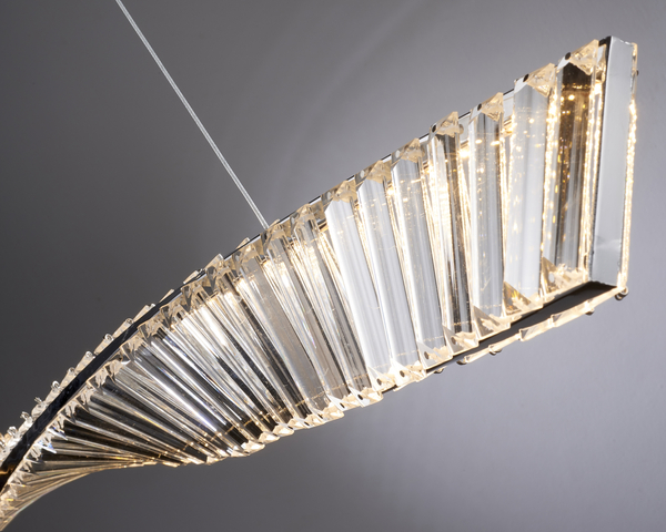 Lampa wisząca TWIST LONG LED podłużna kryształowa chrome luksusowa 120 cm