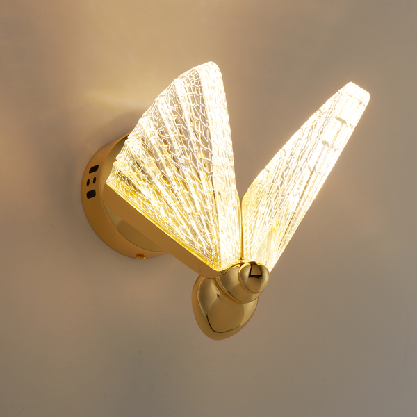 Kinkiet LED złoty BEE - motyl 18 cm, dekoracyjny