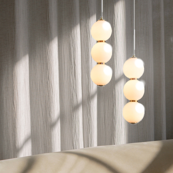 Nowoczesna lampa wisząca PERLA LED - białe kule 12 cm