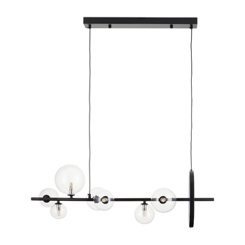 Lampa wisząca kule transparentne czarna oprawa 90 cm Orion