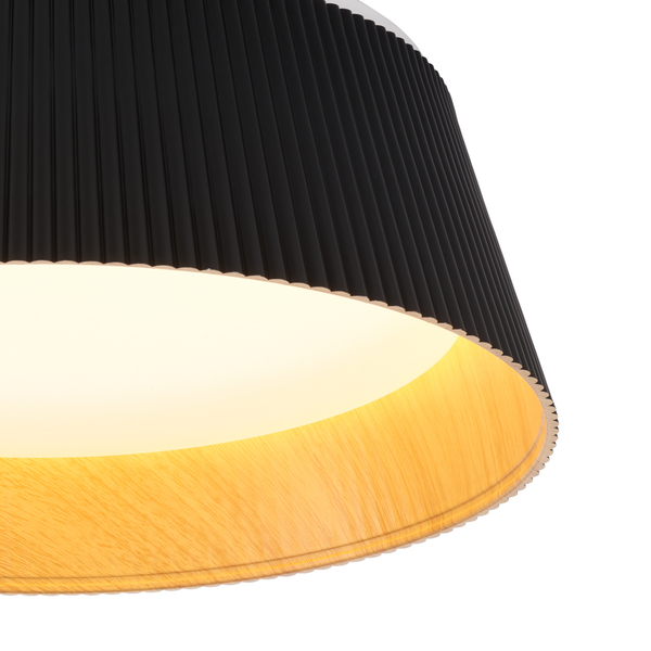 Plafon ledowy czarny o falistej strukturze 45*17 cm