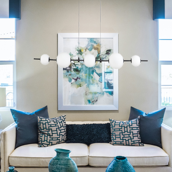 Lampa wisząca LED MILA 140 cm - nowoczesne białe kule szklane