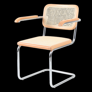 Krzesło VIENNA z naturalnego rattanu i drewna na stalowym stelażu