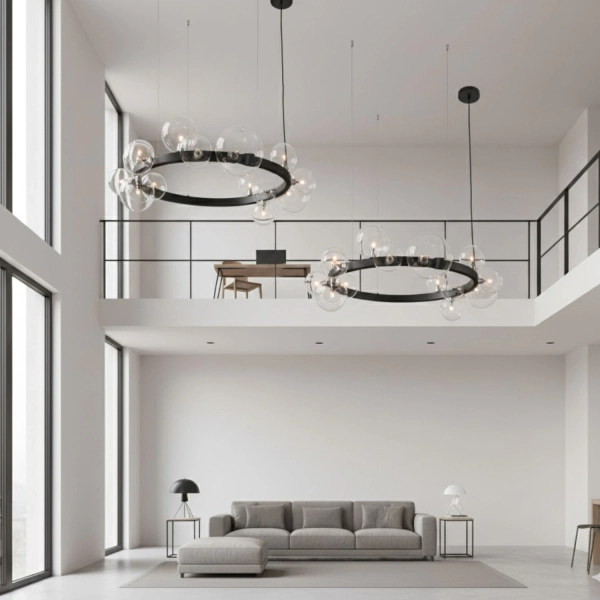 Lampa wisząca kule transparentne czarna 85 cm Orion