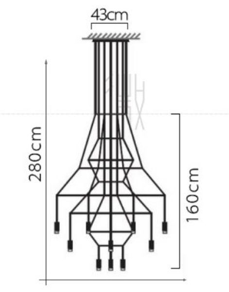 Lampa wisząca LINEA-20 czarna żyrandol loftowy