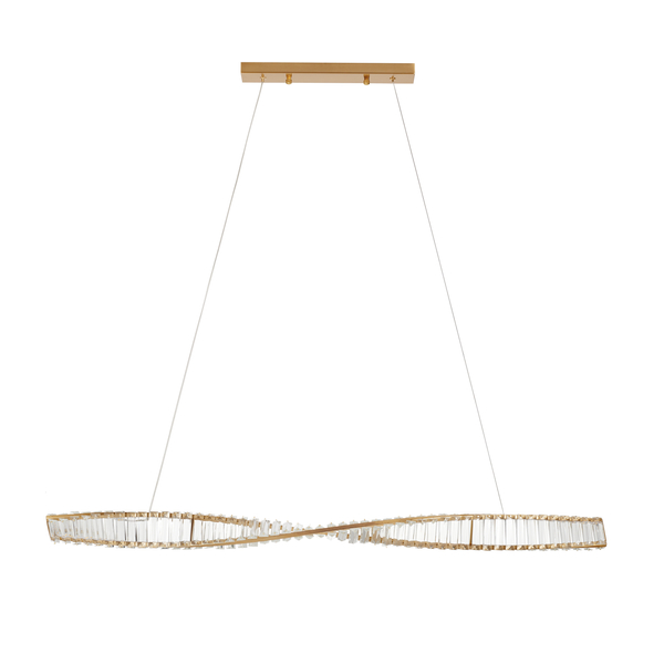 Lampa wisząca TWIST LONG LED podłużna kryształowa złota luksusowa 120m