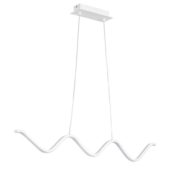 Lampa wisząca ZIGZAG LED 90 cm - biała, falista metalowa listwa, idealna nad wyspę lub stół