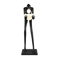 Lampa podłogowa WOMAN-2 BLACK czarna figura kobiety z białymi kloszami  190 cm