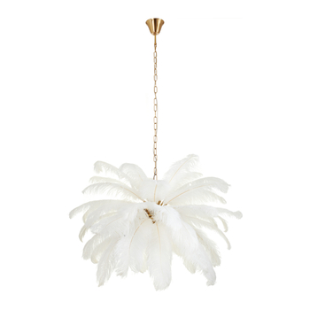 Lampa wisząca EMU naturalne strusie pióra białe 100 cm